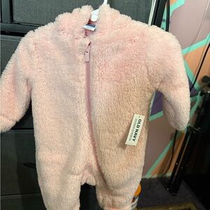 Old Navy Pink Footies One Piece with Plush Texture